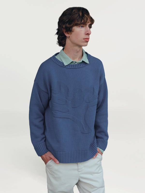 Kajastus Knit Sweater, night sky/coral pattern