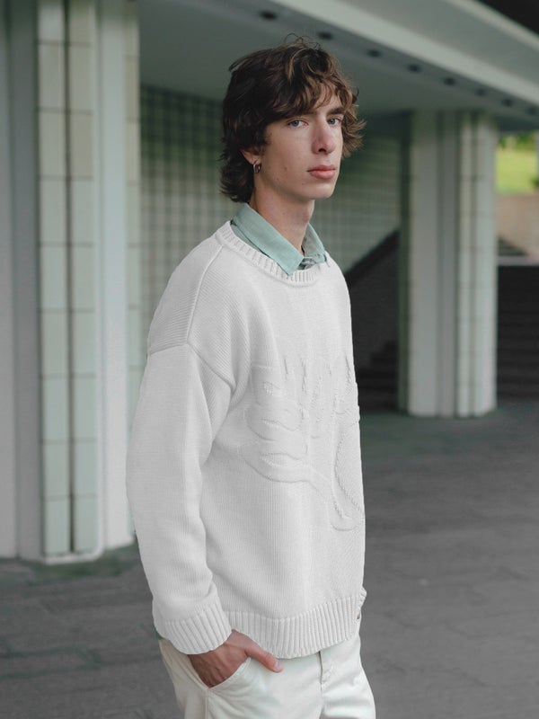 Kajastus Knit Sweater, birch/coral pattern