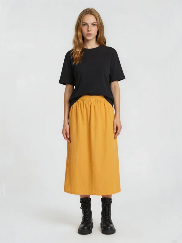 Sari Linen Blend Skirt, tangerine