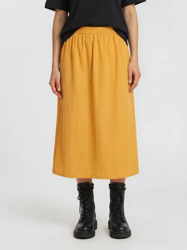 Sari Linen Blend Skirt, tangerine