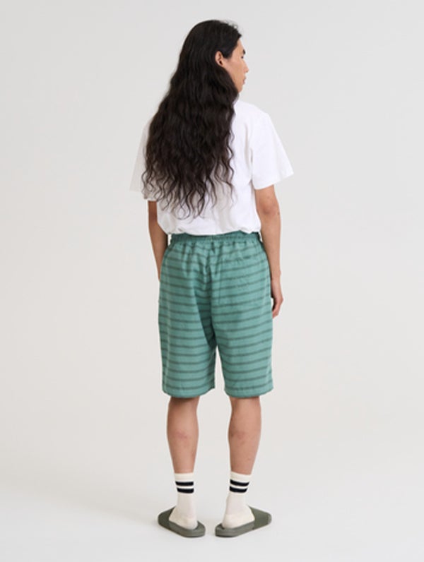 Leon Striped Shorts, sage green stripe