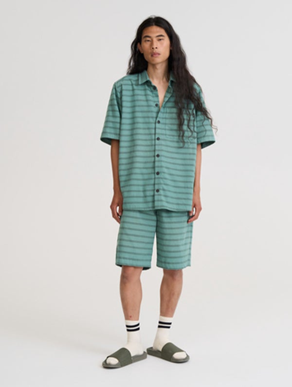 Neo Striped Shirt, sage green stripe