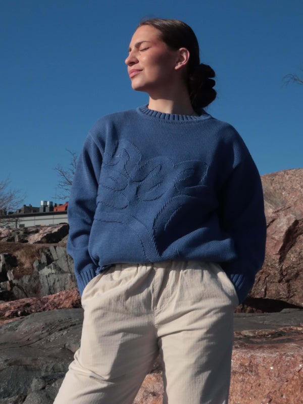 Kajastus Knit Sweater, night sky/coral pattern