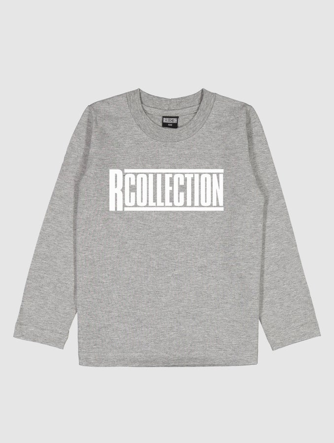 Children's Long-Sleeved T-Shirt, light melange grey / white R-Collection