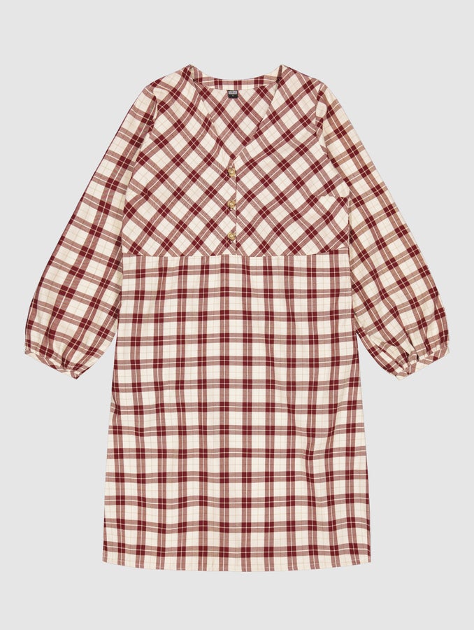 Keira Flannel Dress, auburn check