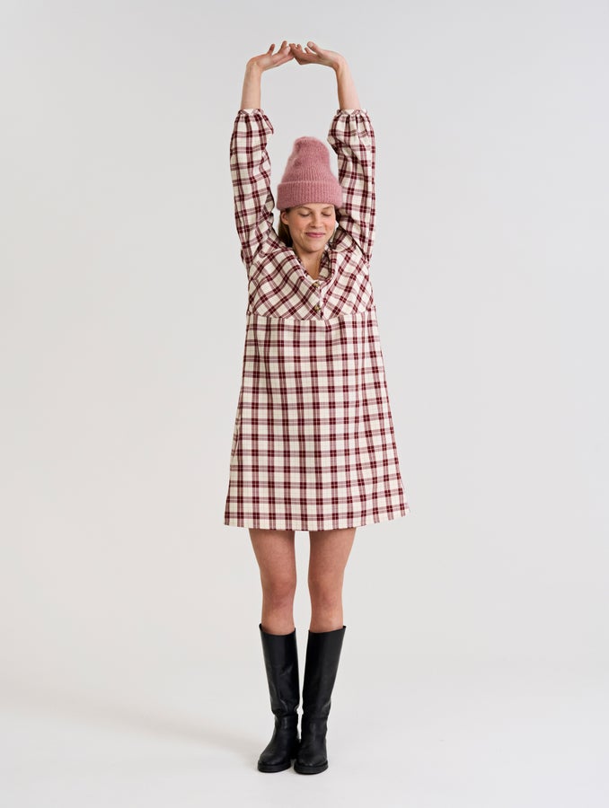 Keira Flannel Dress, auburn check