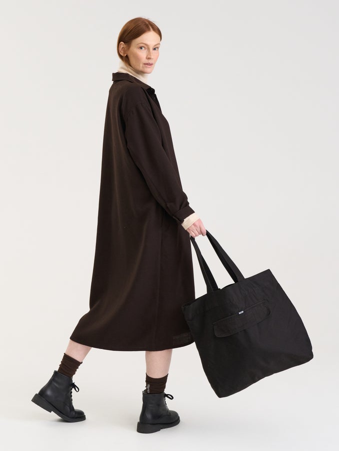 Selena Wool Blend Dress, black coffee