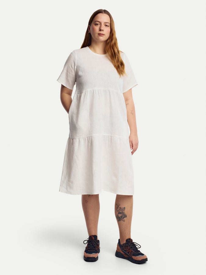 Selma-pellavamekko, luonnonvalkoinen